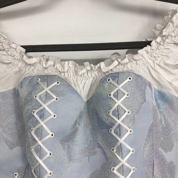 SOS Seamstress corset style off-the-shoulder crop top with lace-up detail size M - Picture 3 of 15